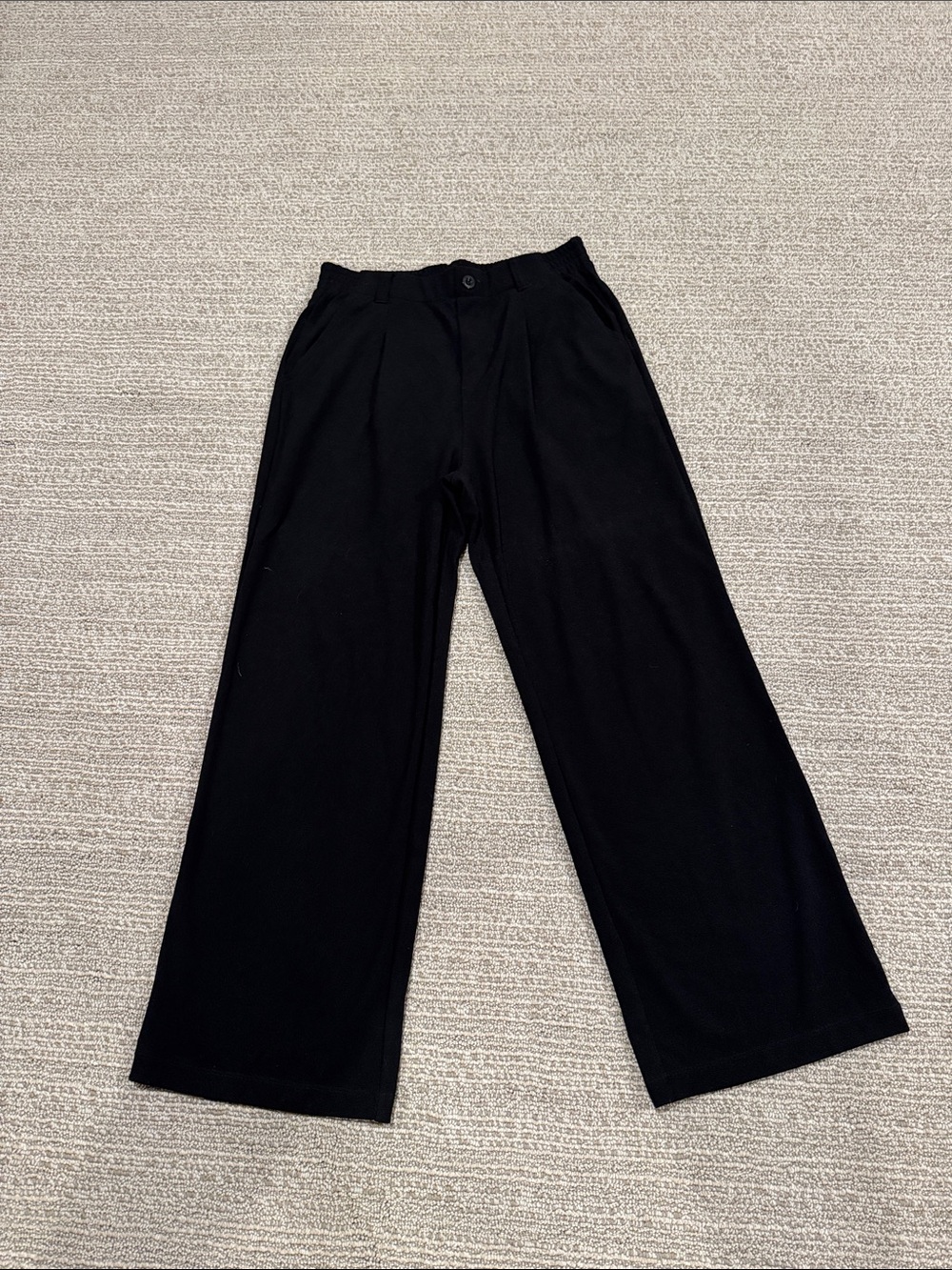 Kids Black Wide-Leg Casual Pants with Elastic Waist